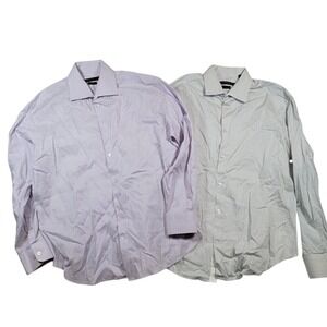 Lot of 2 John Varvatos Men Dress Slim Fit Shirt Sz 16 32/33 Purple Gray Business
